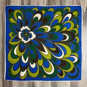 Vintage Japan Made 100% Virgin Wool.    Hand Screen Printed 28” x 28” Scarf